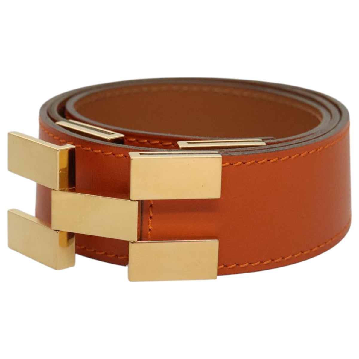 HERMES Belt Leather Orange Auth 104685 Brand Street