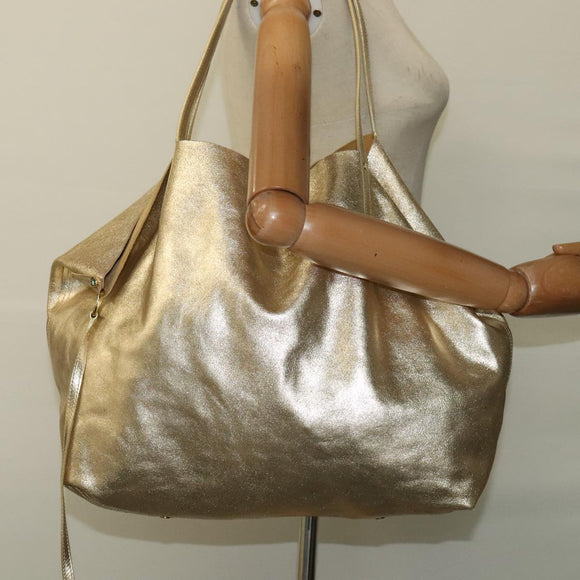 TIFFANY&Co. Reversible Tote Bag Leather Suede Gold Tone Auth 105966