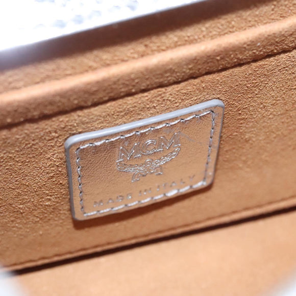 MCM Chain Shoulder Bag Leather Silver Auth 113036