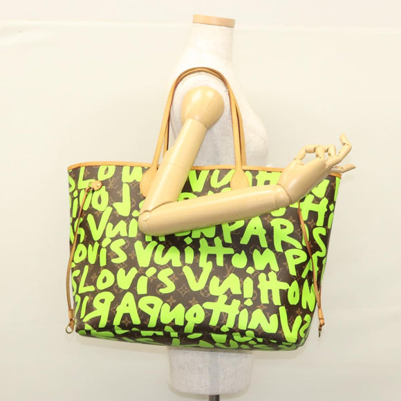 LOUIS VUITTON Monogram Graffiti Neverfull GM Tote Bag Green M93703 Auth 116016A
