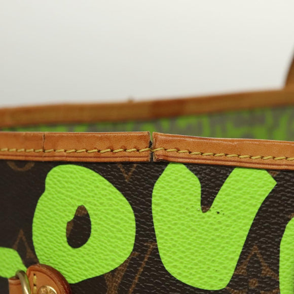 LOUIS VUITTON Monogram Graffiti Neverfull GM Tote Bag Green M93703 Auth 116016A