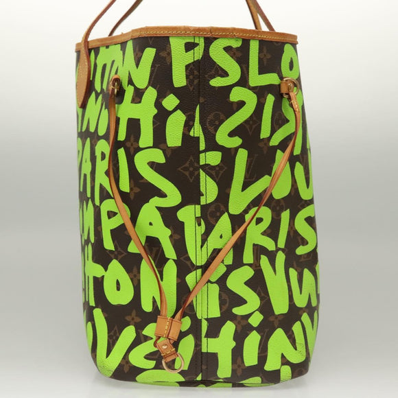 LOUIS VUITTON Monogram Graffiti Neverfull GM Tote Bag Green M93703 Auth 116016A
