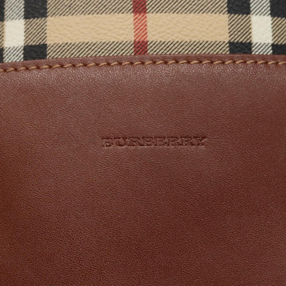BURBERRY Nova Check Tote Bag PVC Leather Beige Auth 117546A
