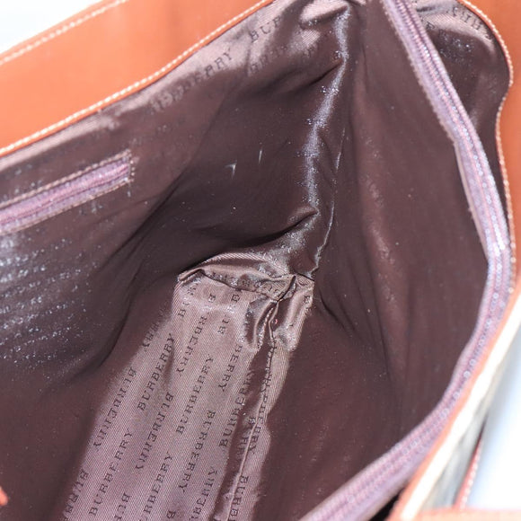 BURBERRY Nova Check Tote Bag PVC Leather Beige Auth 117546A