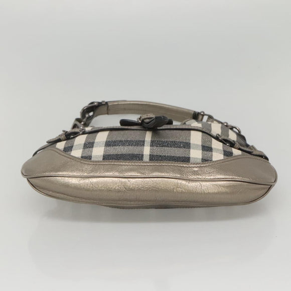 BURBERRY Nova Check Shoulder Bag Canvas Gray Auth 117804