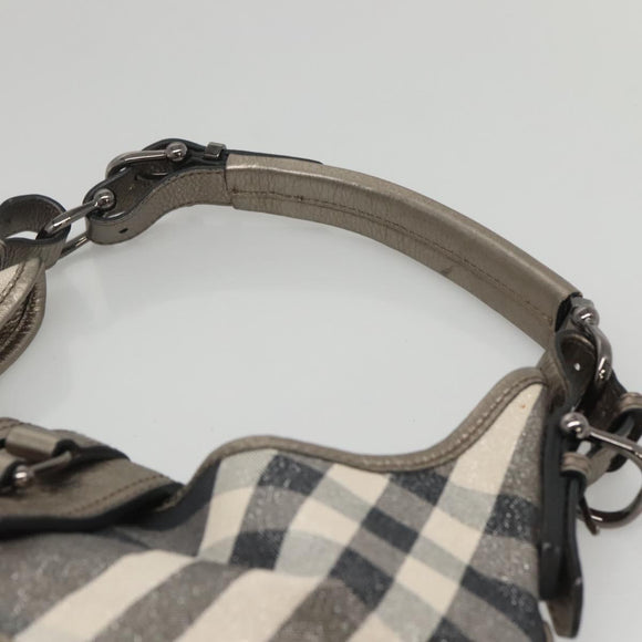 BURBERRY Nova Check Shoulder Bag Canvas Gray Auth 117804