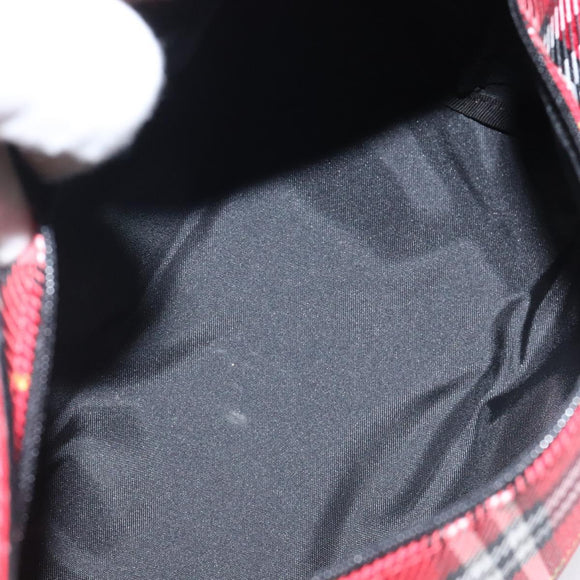 BURBERRY Nova Check Hand Bag Nylon Red Auth 118031