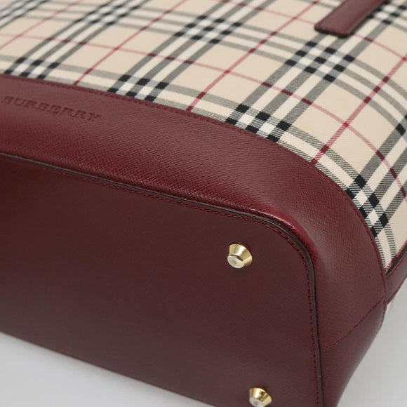 BURBERRY Nova Check Tote Bag Canvas Beige Gold Auth 118162
