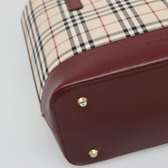 BURBERRY Nova Check Tote Bag Canvas Beige Gold Auth 118162