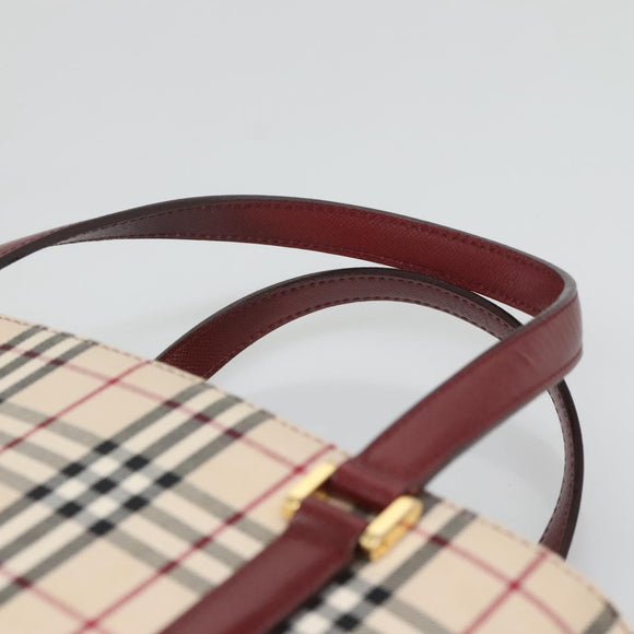 BURBERRY Nova Check Tote Bag Canvas Beige Gold Auth 118162