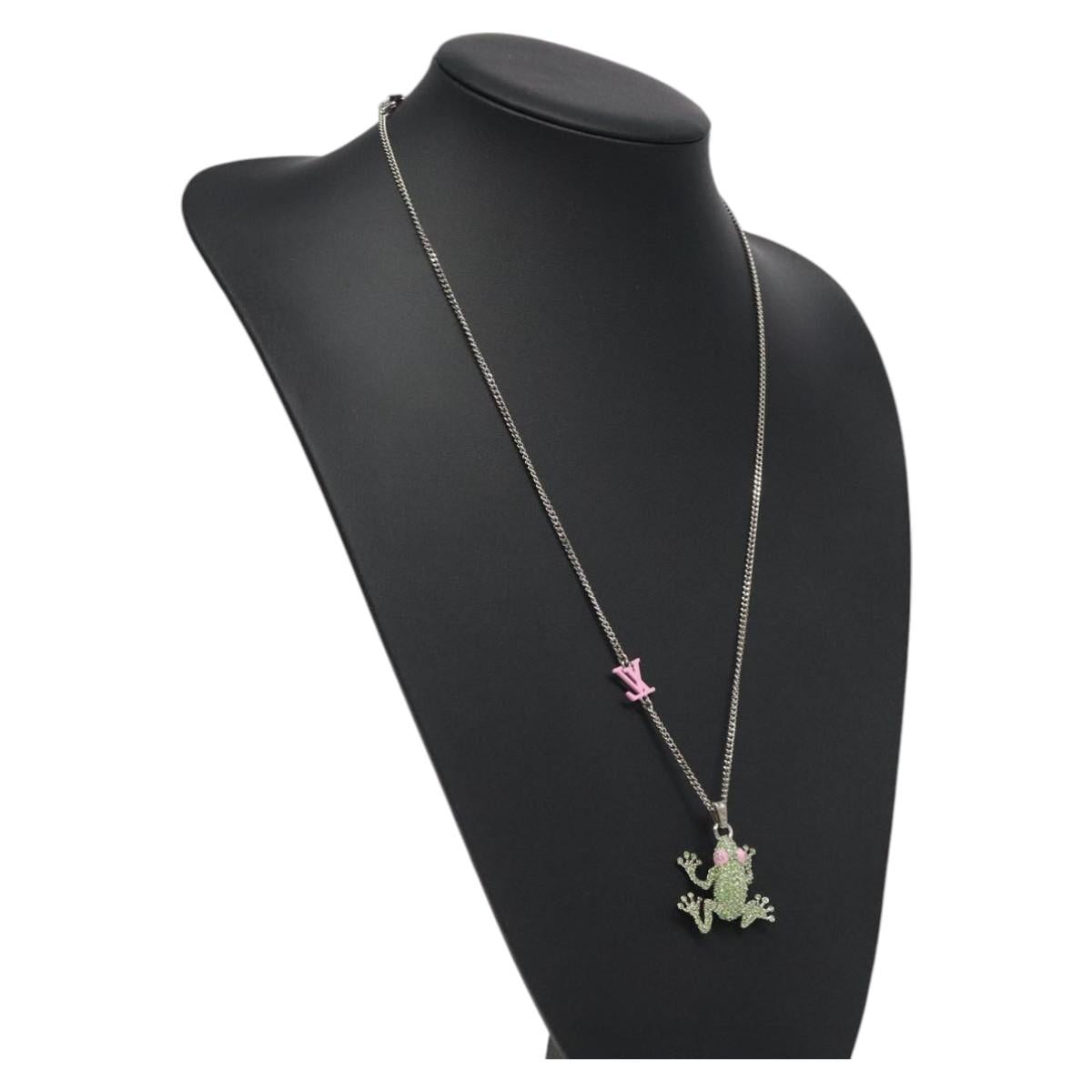 LOUIS VUITTON Collier LV Crazy Animals Frog Necklace Silver MP3390