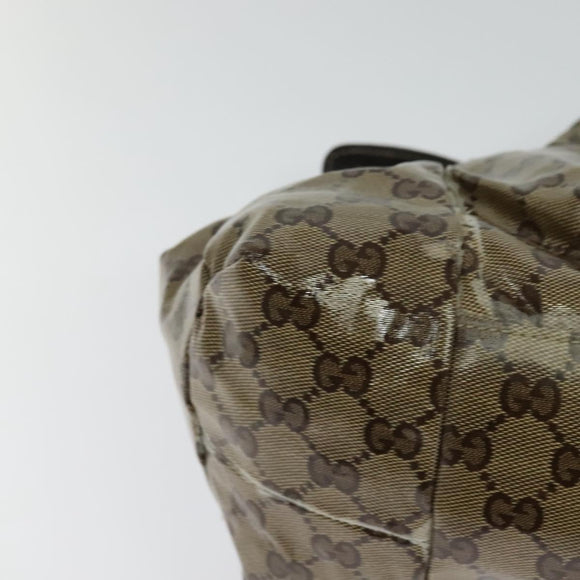 GUCCI GG Crystal Hand Bag Coated Canvas Brown Gold 197020 Auth 119369