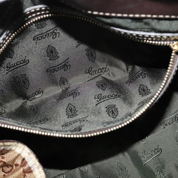 GUCCI GG Crystal Hand Bag Coated Canvas Brown Gold 197020 Auth 119369