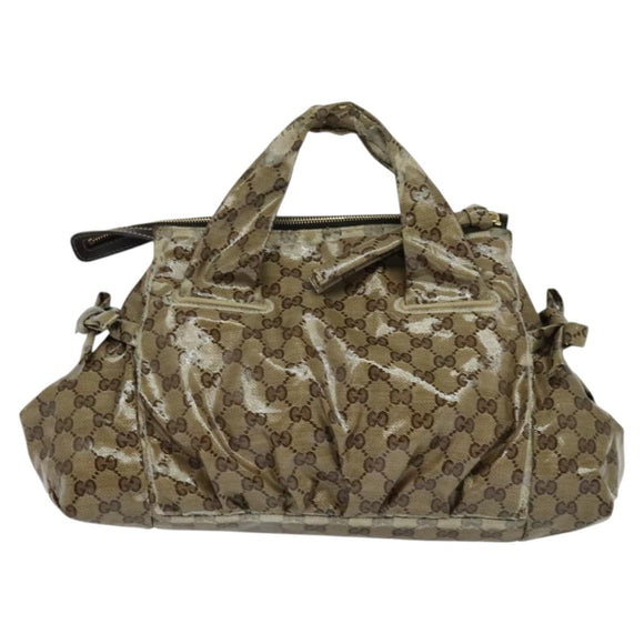 GUCCI GG Crystal Hand Bag Coated Canvas Brown Gold 197020 Auth 119369
