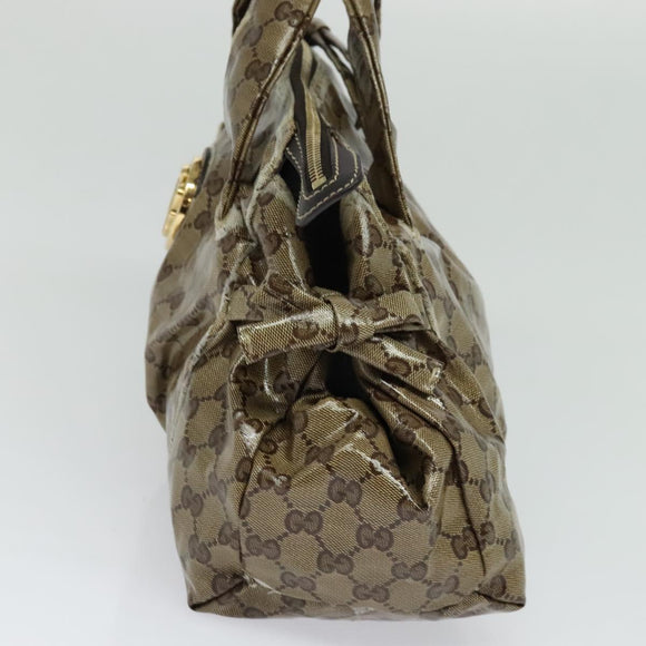 GUCCI GG Crystal Hand Bag Coated Canvas Brown Gold 197020 Auth 119369