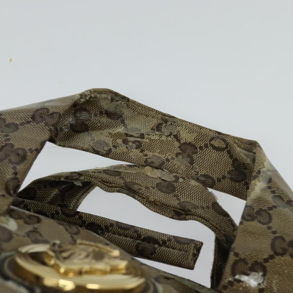 GUCCI GG Crystal Hand Bag Coated Canvas Brown Gold 197020 Auth 119369