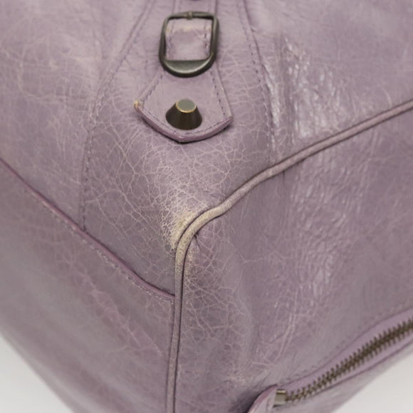 BALENCIAGA Classic Polly Hand Bag Leather 2way Purple 285345 Auth 123361