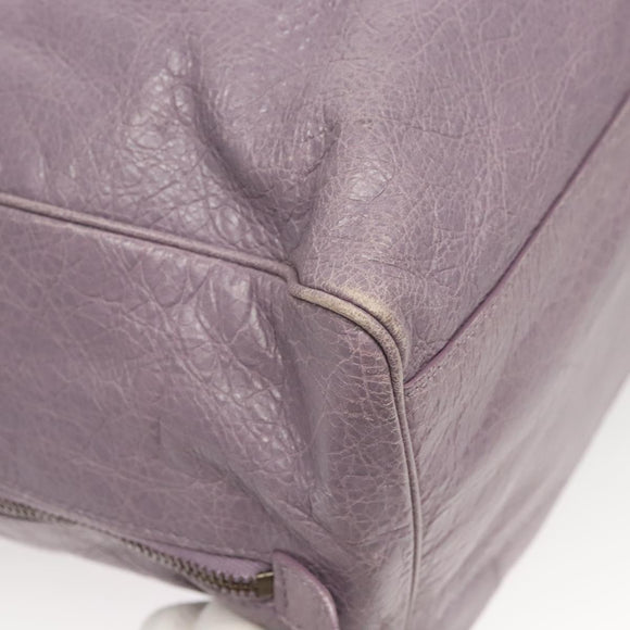 BALENCIAGA Classic Polly Hand Bag Leather 2way Purple 285345 Auth 123361