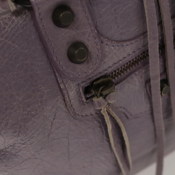 BALENCIAGA Classic Polly Hand Bag Leather 2way Purple 285345 Auth 123361