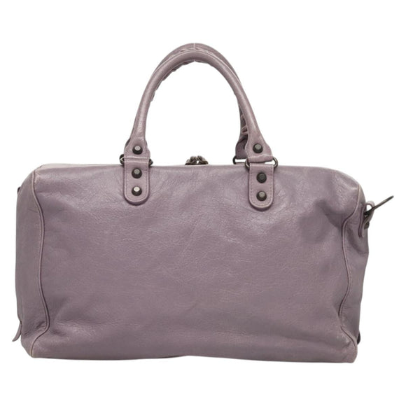 BALENCIAGA Classic Polly Hand Bag Leather 2way Purple 285345 Auth 123361