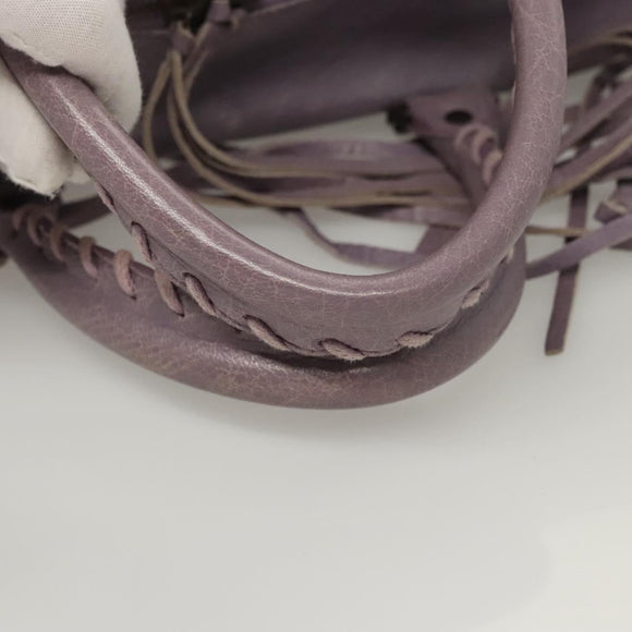 BALENCIAGA Classic Polly Hand Bag Leather 2way Purple 285345 Auth 123361