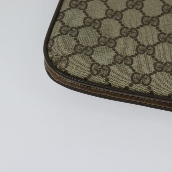 GUCCI GG Supreme Shoulder Bag PVC Beige Gold Auth 123381