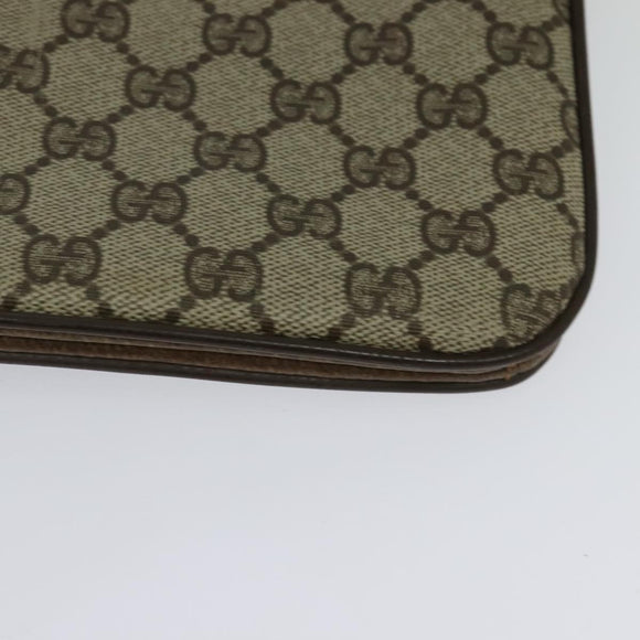 GUCCI GG Supreme Shoulder Bag PVC Beige Gold Auth 123381