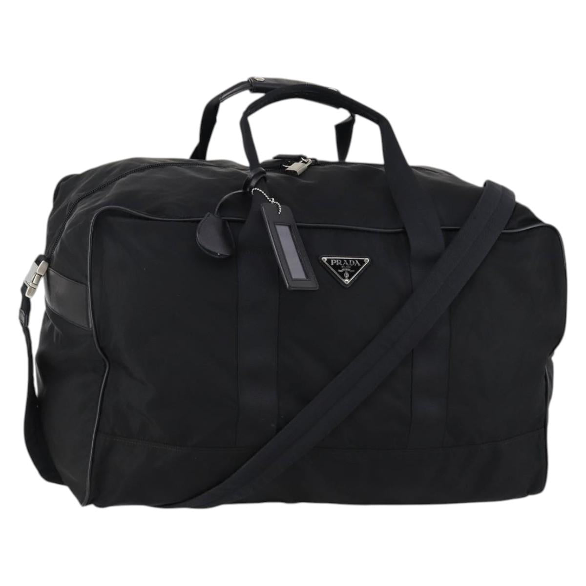 PRADA Boston Bag Nylon 2way Black Silver Auth 143770 | Brand