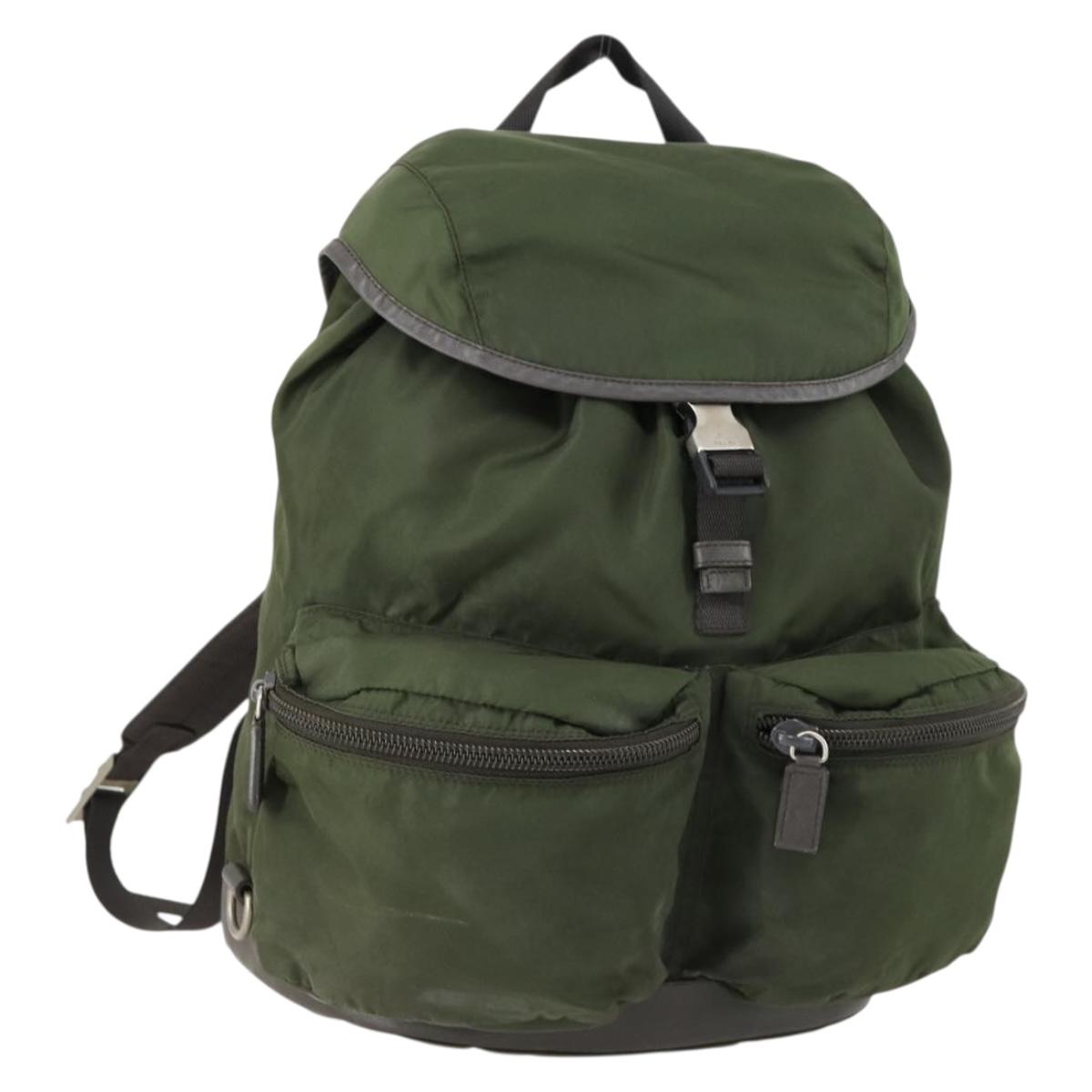PRADA Backpack Nylon Khaki Silver Auth PRADA Backpack Nylon Khaki Silver Auth 172669 main image 3