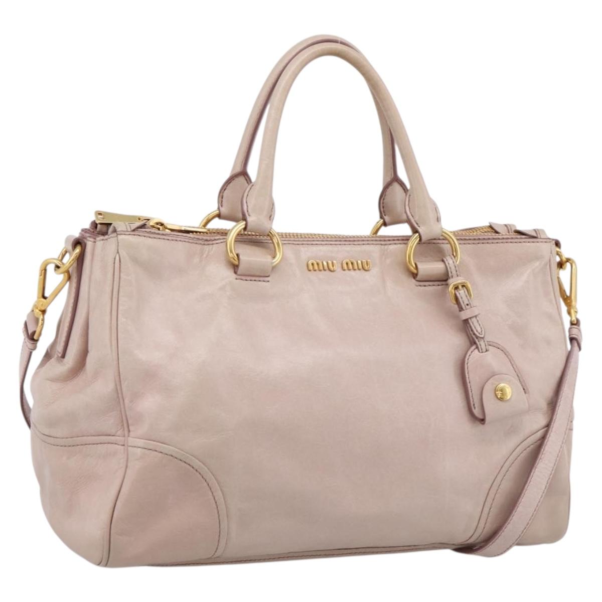 Miu Miu Hand Bag Leather 2way Pink Gold Tone Auth 167571A | Brand