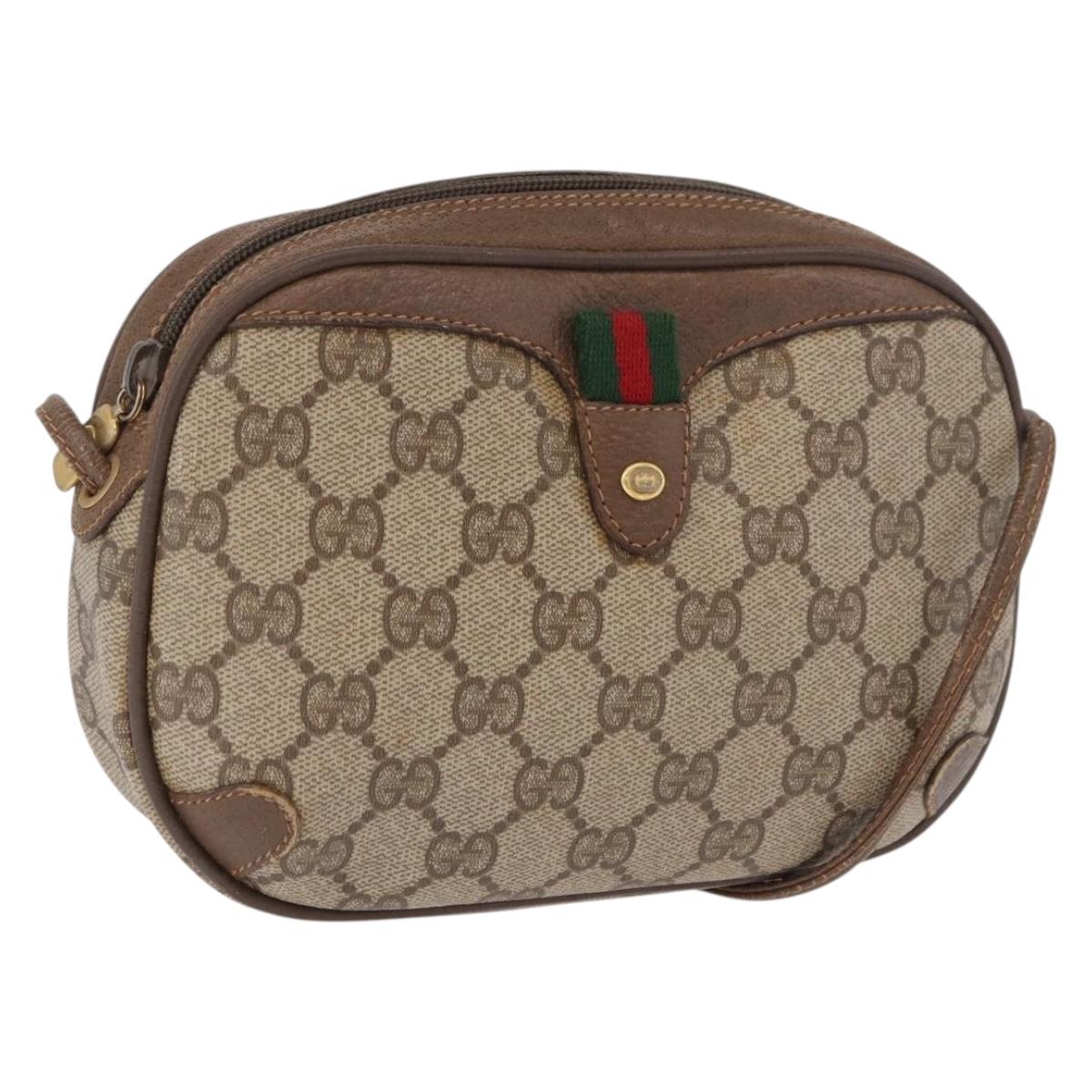 GUCCI GG Supreme Web Sherry Line Bag PVC Beige Gold 89 02 066 Auth