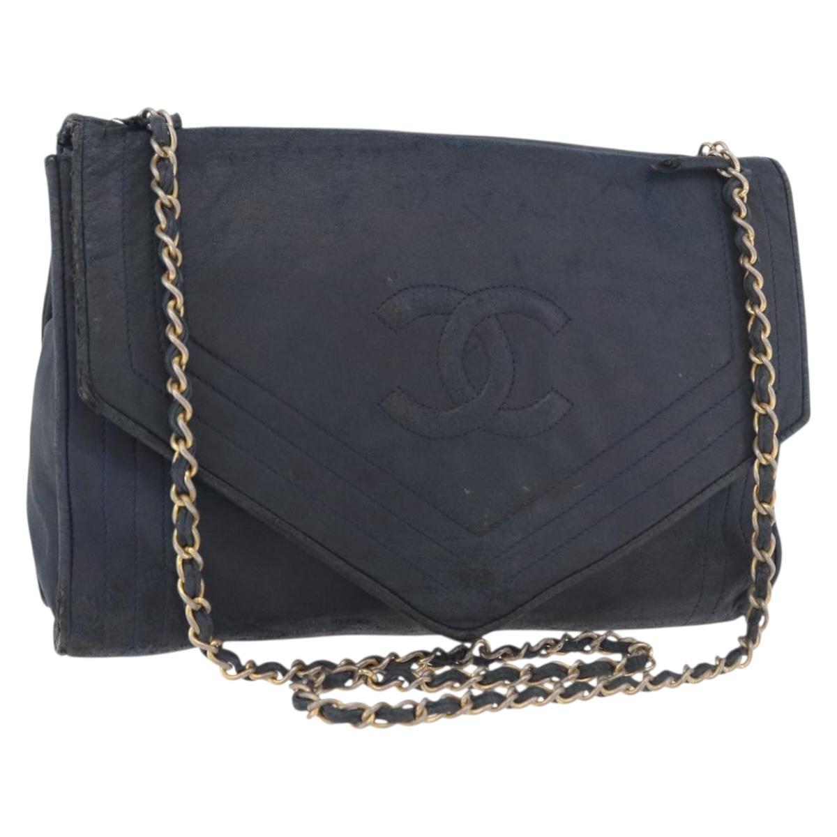 CHANEL　バック CHANEL Chain Shoulder Bag Leather Navy Gold CC Auth 189076 | Brand