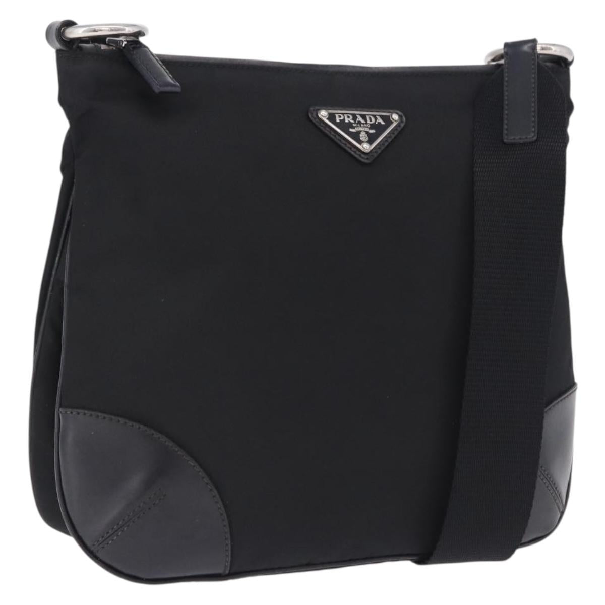 PRADA Shoulder Bag Nylon Black Silver Auth 198359V | Brand Street