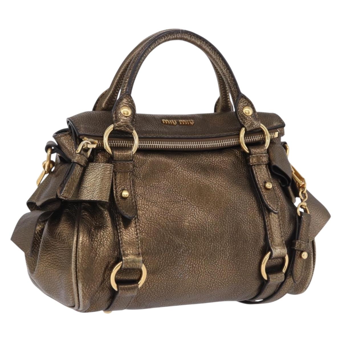 Miu Miu Hand Bag Vitellolux 2way Gold Auth 199156V | Brand Street