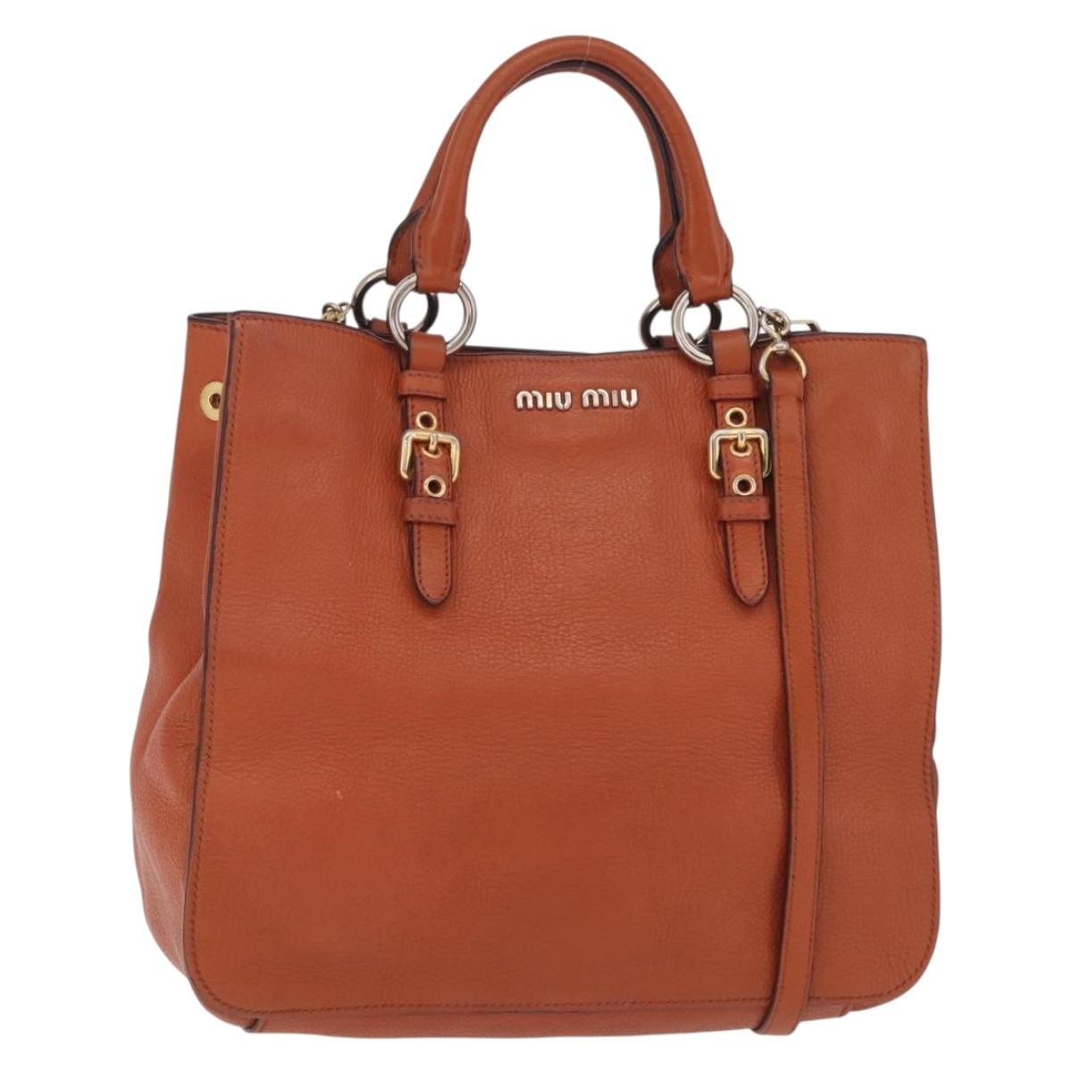 Miu Miu Hand Bag Leather 2way Orange Gold Auth 206335A | Brand