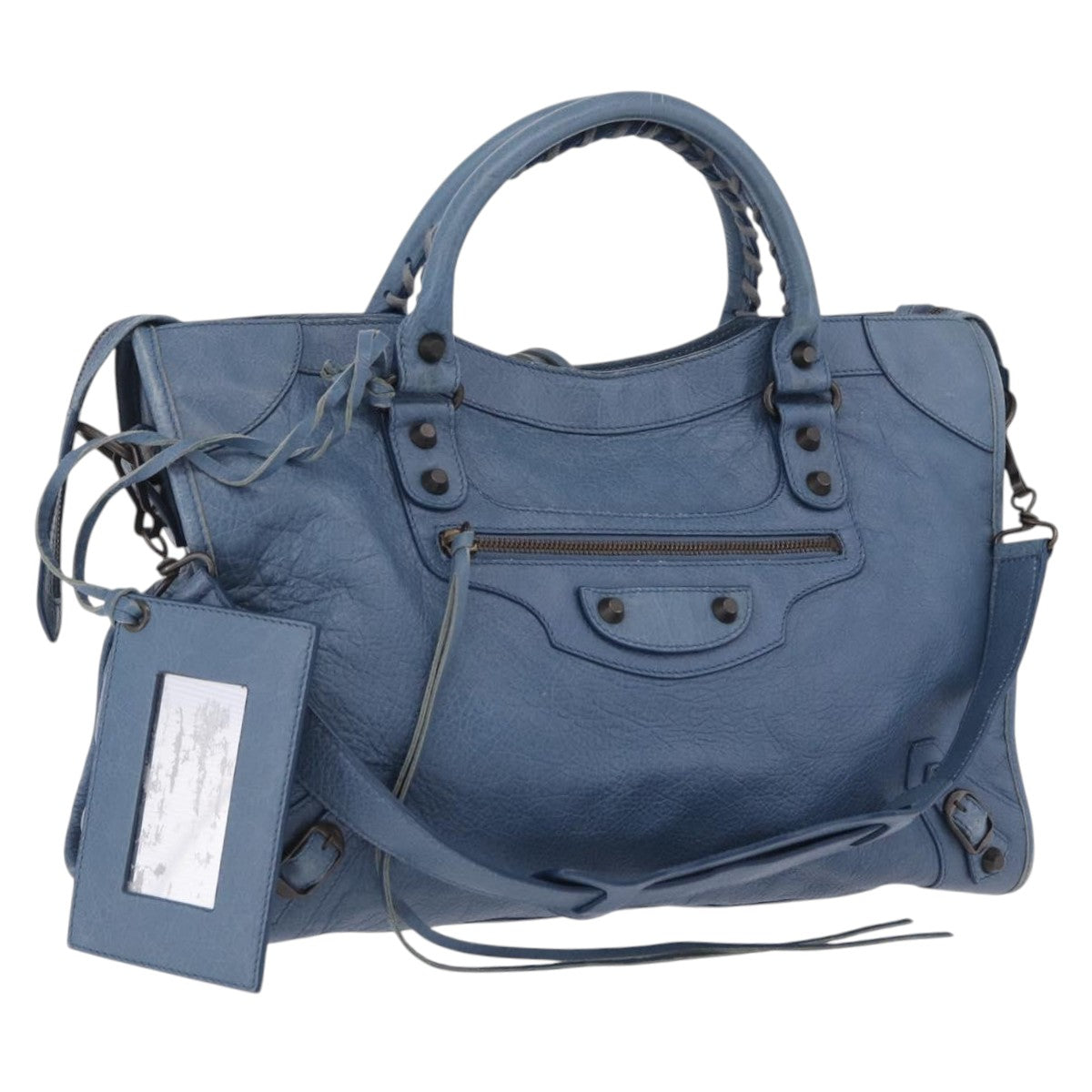 BALENCIAGA THE CITY 115748 ブルー Balenciaga The City Hand Bag Leather 2way Blue 115748 Auth 208567V