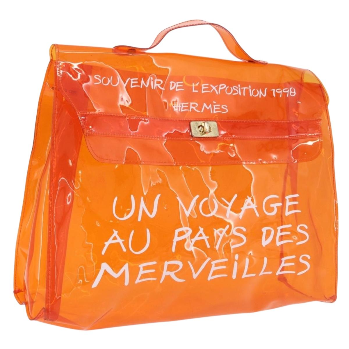 HERMES Vinyl Kelly Hand Bag Vinyl Orange Auth 209264 | Brand