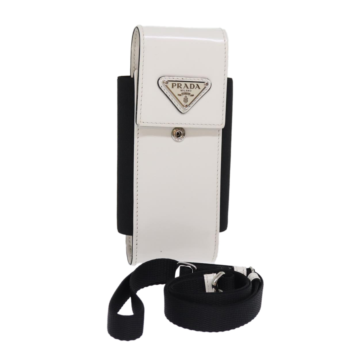 PRADA Cell Phone Case Patent leather White Auth 75214V Brand