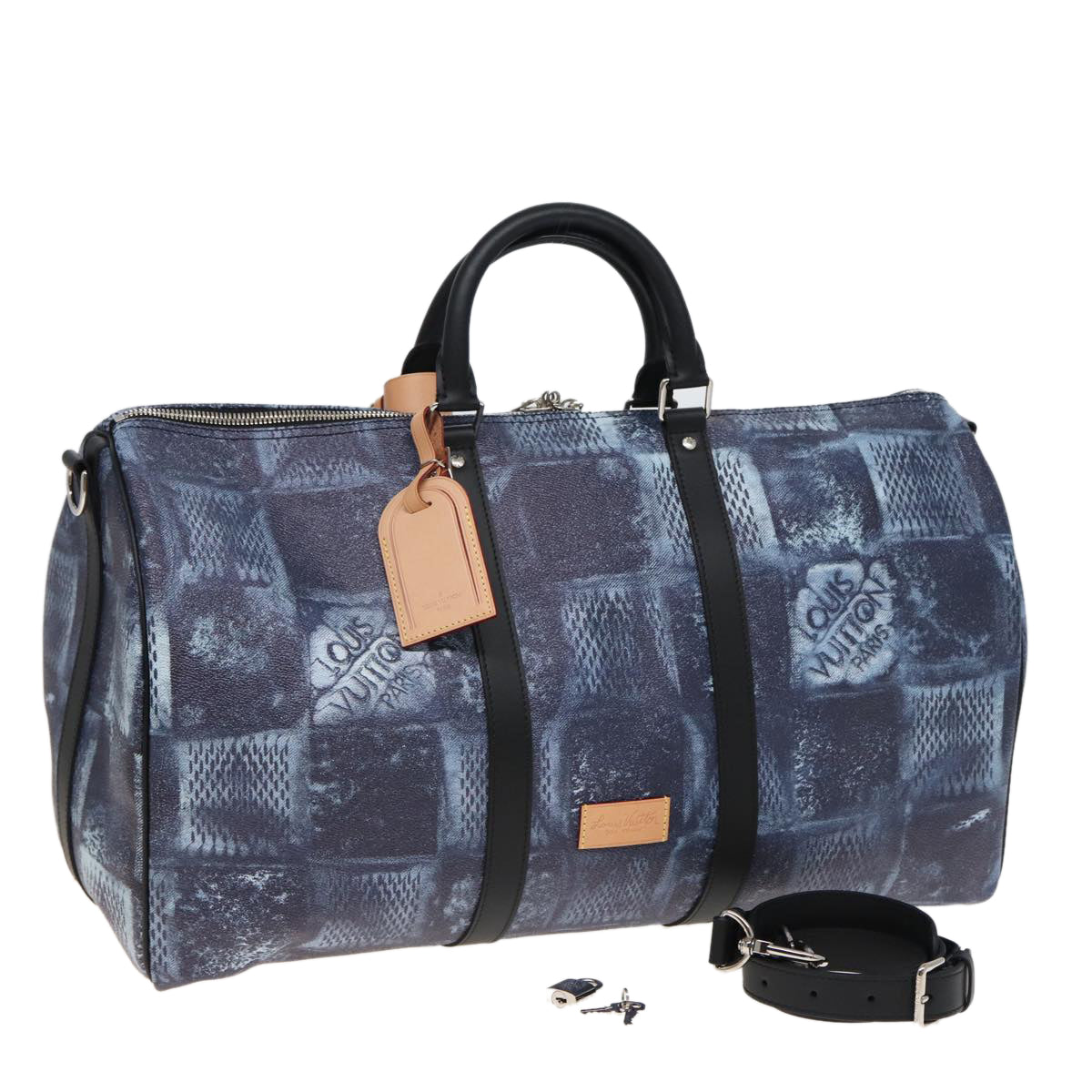 LOUIS VUITTON Damier Salt Keepall Bandouliere 50 Bag Blue N50059