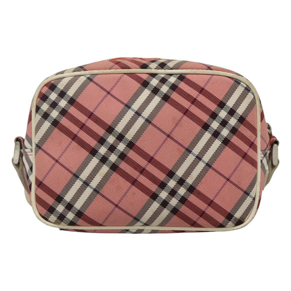 BURBERRY Nova Check Blue Label Shoulder Bag Nylon Pink Silver Auth ac3585