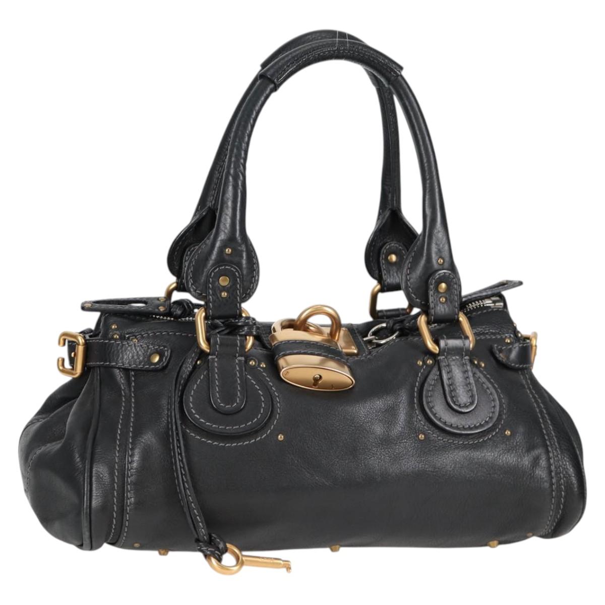 K*B様 Chloeパディントンハンドバック Chloé ブラックレザー ハンドバッグ ゴールドロック付きパディントン