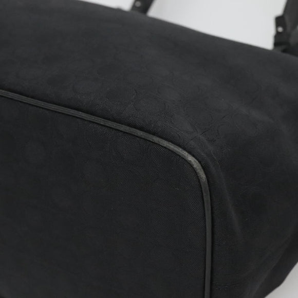 Salvatore Ferragamo Gancini Tote Bag Canvas Black Silver Auth BA3107