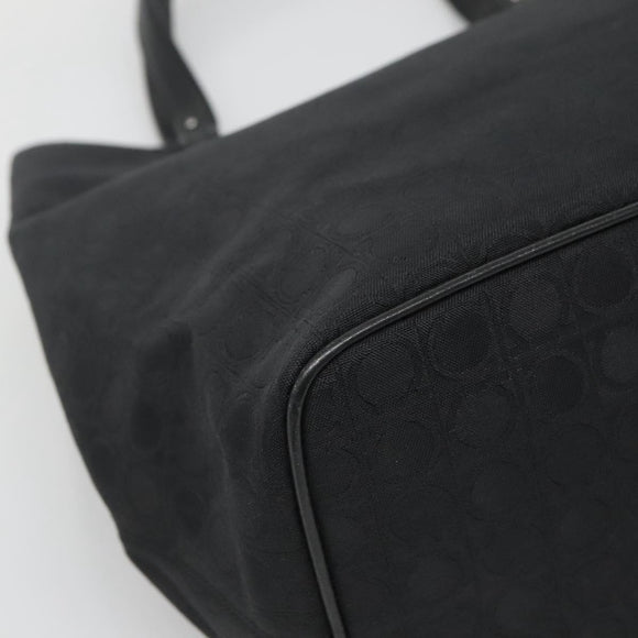 Salvatore Ferragamo Gancini Tote Bag Canvas Black Silver Auth BA3107