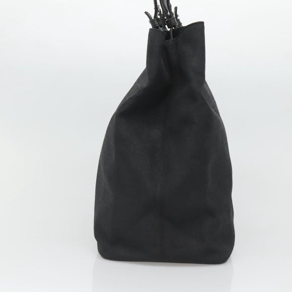 Salvatore Ferragamo Gancini Tote Bag Canvas Black Silver Auth BA3107