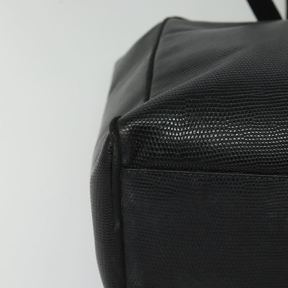 Salvatore Ferragamo Gancini Tote Bag Leather Black Gold Auth BA3136