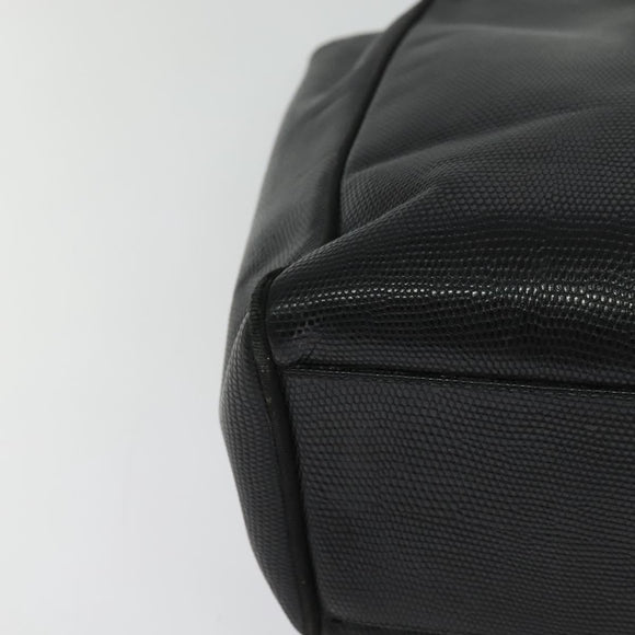 Salvatore Ferragamo Gancini Tote Bag Leather Black Gold Auth BA3136