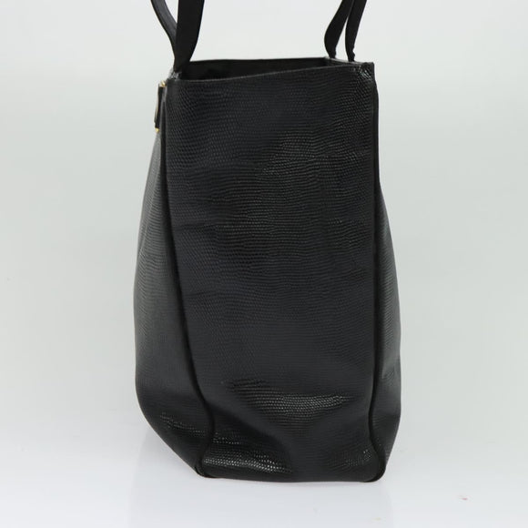 Salvatore Ferragamo Gancini Tote Bag Leather Black Gold Auth BA3136