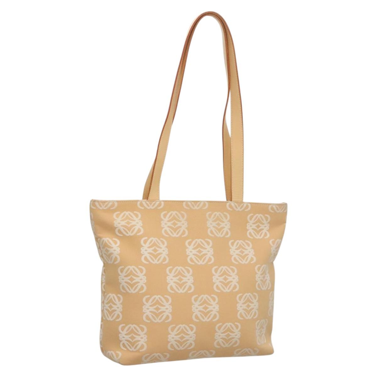 LOEWE Anagram Tote Bag Canvas Beige Auth BA887 Brand Street Tokyo