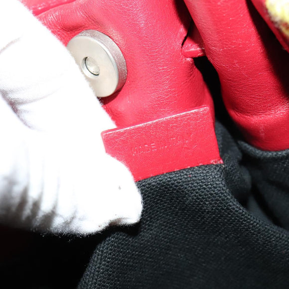 BURBERRY Nova Check Tote Bag Wool Red Silver Auth BD2042