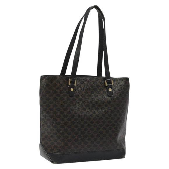CELINE Macadam Canvas Tote Bag PVC Leather Black Auth BD844
